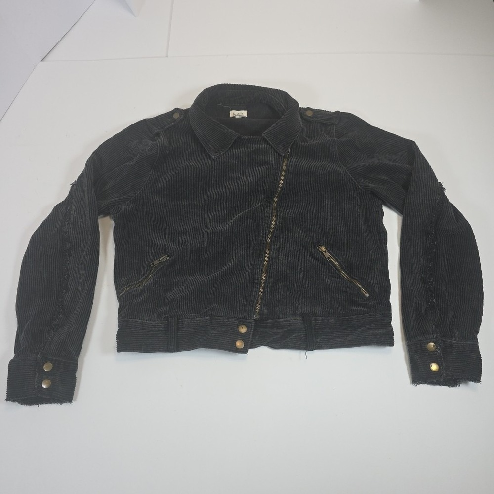 Pol Dark Gray Corduroy Motorcycle Jacket Size Medium